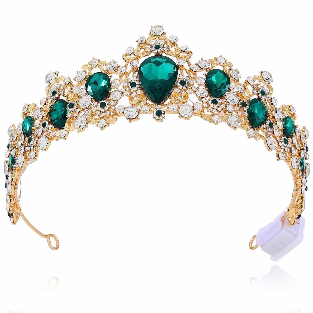 1764 Light Up Gold Baroque Crystal Queen Crowns, Sparkly Homecoming Prom
